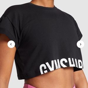 GYMSHARK Fraction Crop Top in black